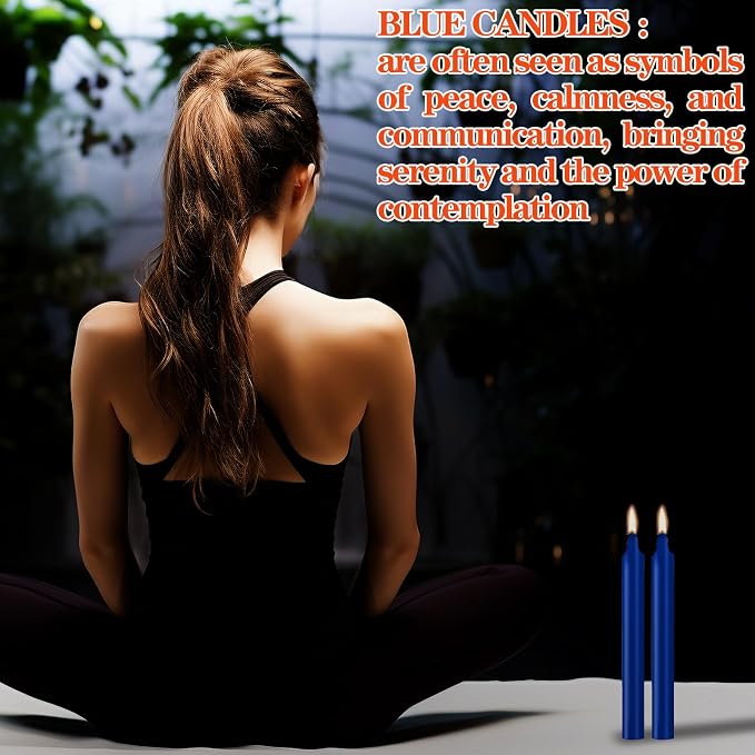 Kunrsug 24 Pack Blue Spell Chime Candles – Premium Mini Unscented Taper Candles for Rituals, Prayer, Birthdays, Meditation, Altar, Spells, Chime Candles - 4 Inch Tall - Ideal for Witches