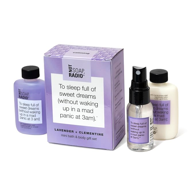 To sleep full of sweet dreams Mini Gift Set with soothing Chamomile & Lavender Extracts and lavender + clementine fragrance