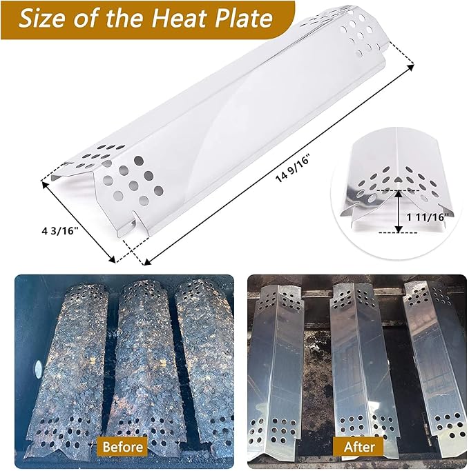 Hiorucet Grill Replacement Parts for Nexgrill 2 Burner 720-0864, 720-0864M Grill Models, Stainless Steel Grill Heat Plates, Burners and Igniters Replacement for Nexgrill 720-0864R, 720-0830H.
