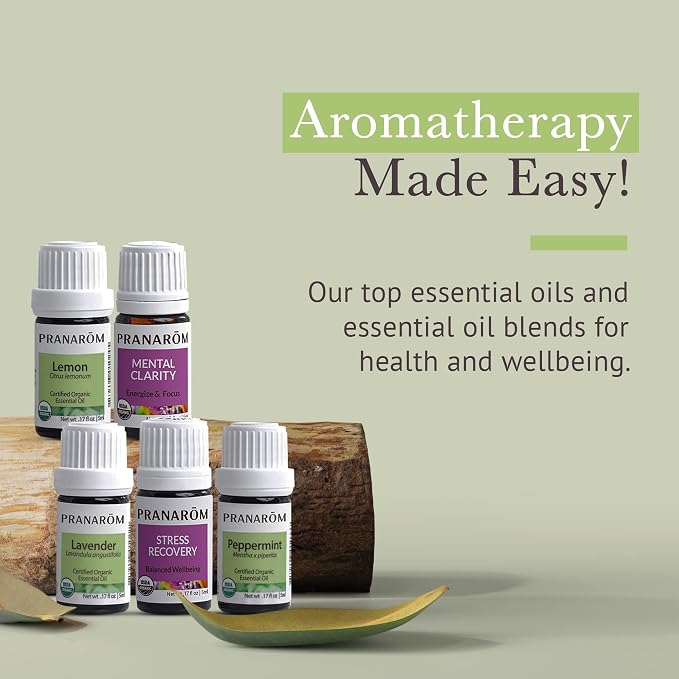 Pranarom - Essential Oil Starter Kit (Lavender, Lemon, Peppermint, Grapefruit, Sage) 5ml USDA Certified Organic