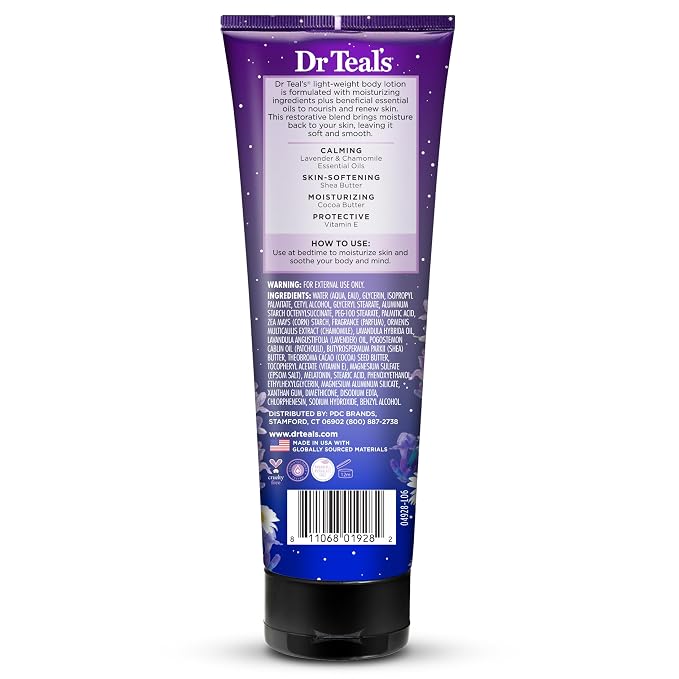Dr Teal's Sleep Body Lotion, 24-Hour Moisture, with Melatonin, Lavender & Chamomile Essential Oils, 8 fl oz (Pack of 3)