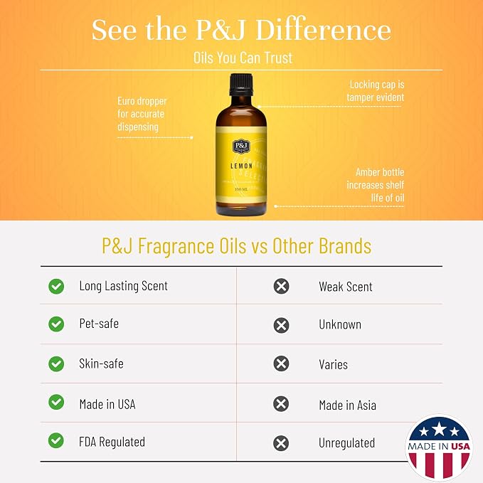 P&J Trading Fragrance Oil | Lemon Oil 100ml - Candle Scents for Candle Making, Freshie Scents, Soap Making Supplies, Diffuser Oil Scents