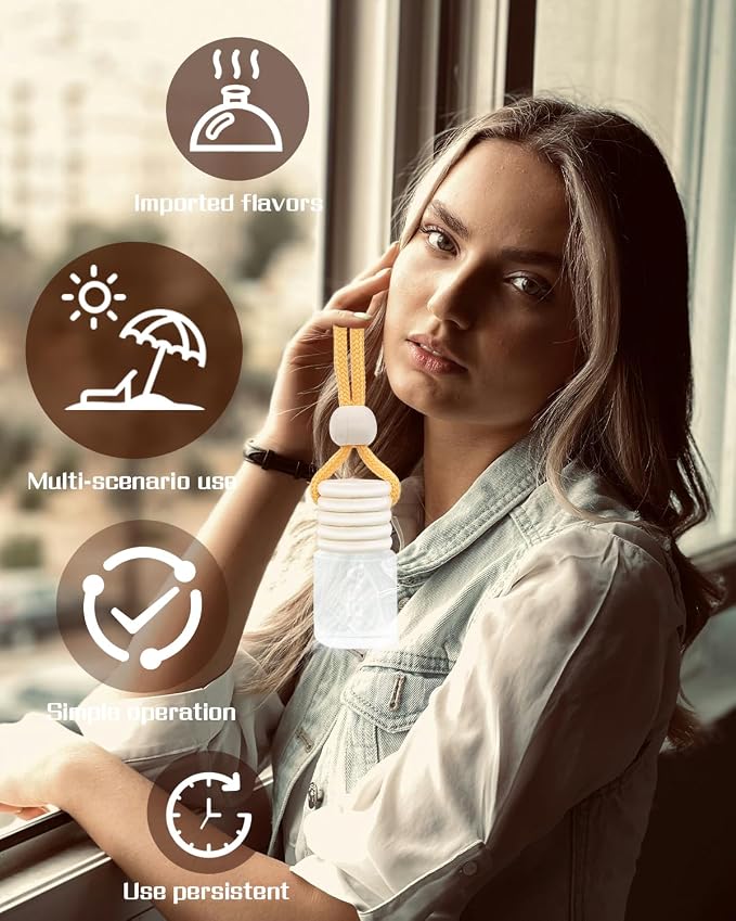 ikeda fragrance Car Air Freshener 4ml Car Scents | 45-Days Keep Fragrance | Automotive Hanging Diffuser Bottles | Remove Auto Odor Long-Lasting Fresh Air for Home Deodorizer (2pcs, Sandalwood)