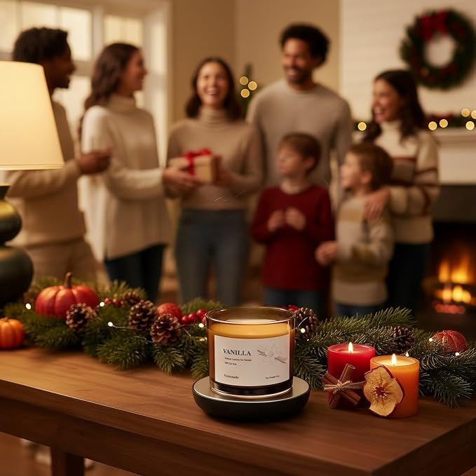 VOHO Vanilla Wickless Candles for Candle Warmer Lamp, 9oz Soy Candles with Stirring Spoon & Lid, Vanilla Candle for Anniversary House Warming Gifts, Wickless Scented Candles for Candle Lamp Warmer