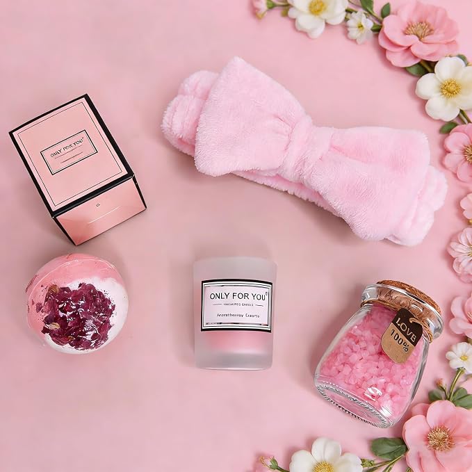 Self Care Gifts Baskets Women, 16PCS Get Well Soon Gift Box Relaxing Spa Set Care Package for Birthday, Valentines Day, Mothers Day, Christmas Gifts for Mom Girlfriend Sister Wife Grandma (Pink)