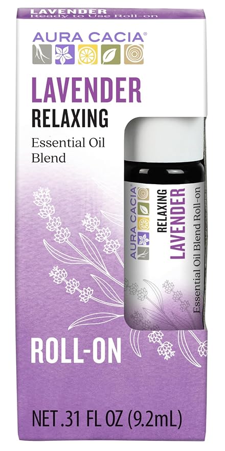Aura Cacia Roll-On Essential Oil Blend, Lavender, 0.31 Ounce (Pack of 12)