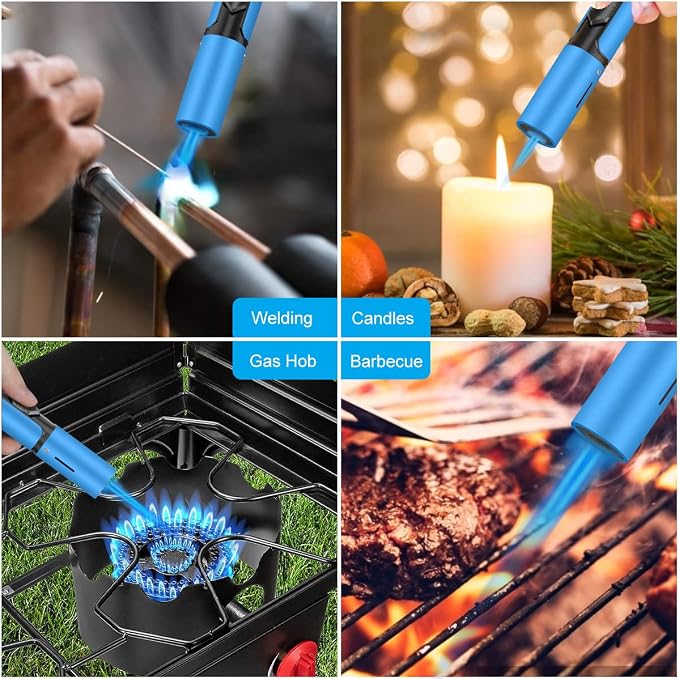 Torch Lighters 2 Pack Adjustable Jet Flame Butane Lighter, Refillable Gas Torch Lighter for Candles Grill BBQ Fireplaces Camping (Butane Not Included)