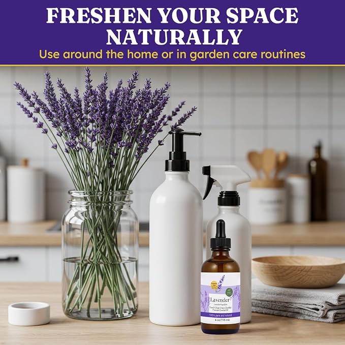 Steam Distilled Lavender Essential Oil - Premium Hair Growth Oil for Scalp Stimulation & Refreshing Aroma - Essential Oil Supports Healthy Hair, Skin & Mental Clarity - 4oz