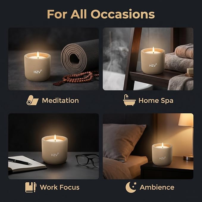 Manly Stress Relief Scented Candle for Men, Soy Wax Zen Woody Aromatherapy 25 Hours Clean Burning Candle for Relaxation Focus Meditation Yoga Home Spa, Unique Candle Gift for Dad Husband Boyfriend