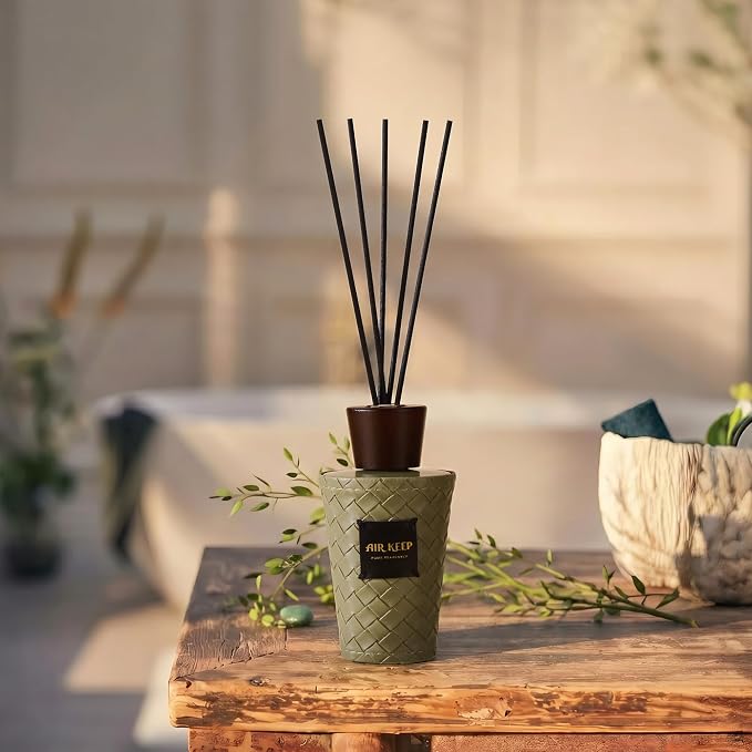 Airkeep Reed Diffuser Set, Wild Mint Eucalyptus 5.1 fl oz (150 ml), Long Lasting Home Fragrance with Reed Diffuser Sticks, Decorative Room Diffuser for Bathroom, Bedroom, Living Room & Office