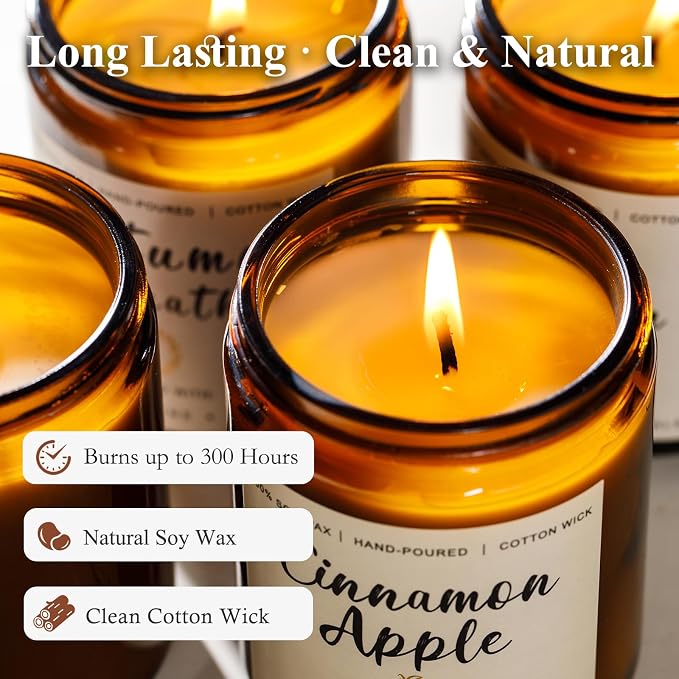 Scented Candle Gift Set for Women – 6 Pack 7oz Winter Scented Soy Candles, Long Lasting Aromatherapy Candles, Perfect for Home Décor, Vanilla, Cinnamon & Cedar Scents