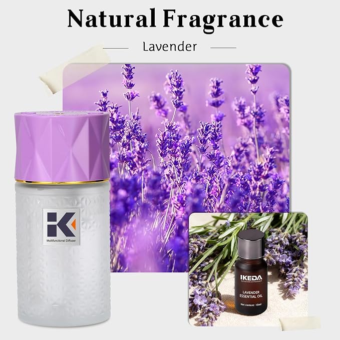 250mL Essential Oil Diffuser, Wireless Aromatherapy Oil Diffusers for Small Room, 35 Million Negative Ion Mist Humidifier with Night Light & Auto Shut-Off, Lavender Scent for Home, Car&Office