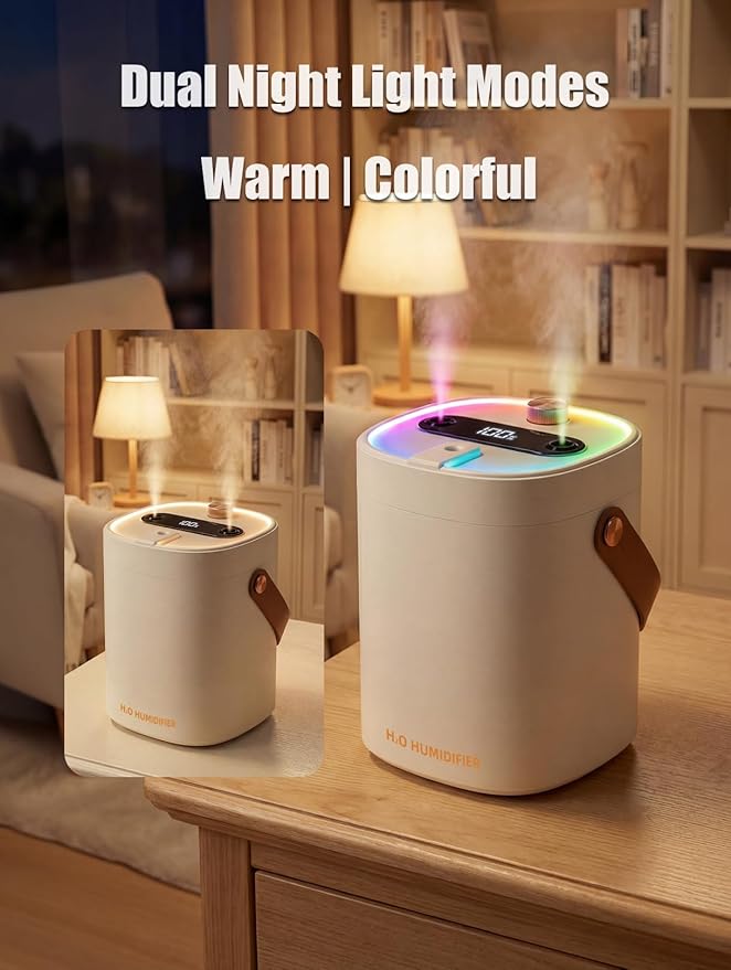 Humidifier, Essential Oil Diffuser, 2L Top Fill Humidifiers for Bedroom, Night Lights, Ultrasonic Cool Mist Humidifier, Auto Shut-Off for Plants Dorm Room Office Home
