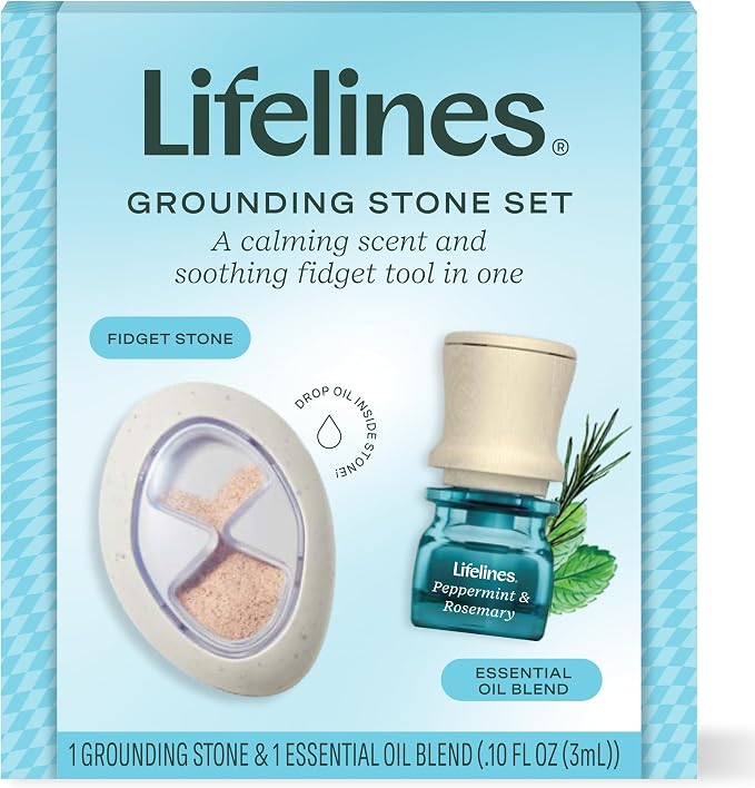 Lifelines Scent-Infused Grounding Stone & Oil Blend - Portable Fidgets for Tweens, Teens & Adults with Essential Oil Blend & Diffusion Stones for Sensory Immersion - Calming Waterless Passive Diffuser
