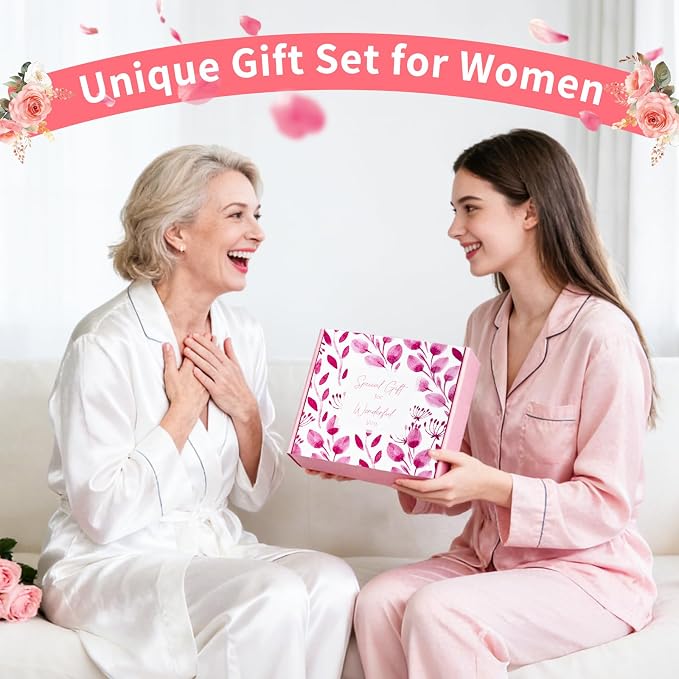 Luxury Mother's Day Gift Set for Women, Rose-Scented Self Care Spa Relaxation Basket Set for Mom, Grandma, Wife, Perfect Gift Set for Women & Thoughtful Mom Gift from Daughter, Son, Family