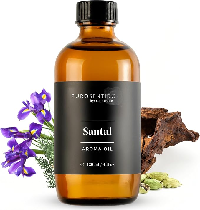 PuroSentido Santal Diffuser Oil – Luxury Hotel-Inspired Aroma with Sandalwood, Violet & Amber – Premium Fragrance Oil for Aromatherapy – Diffuser and Humidifier Compatible (120 ml/4 Fl Oz)