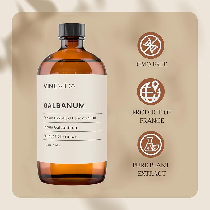 VINEVIDA Galbanum Essential Oil 16 oz - Undiluted, DIY Candle Scents, Bulk for Soap Making & Skin Safe