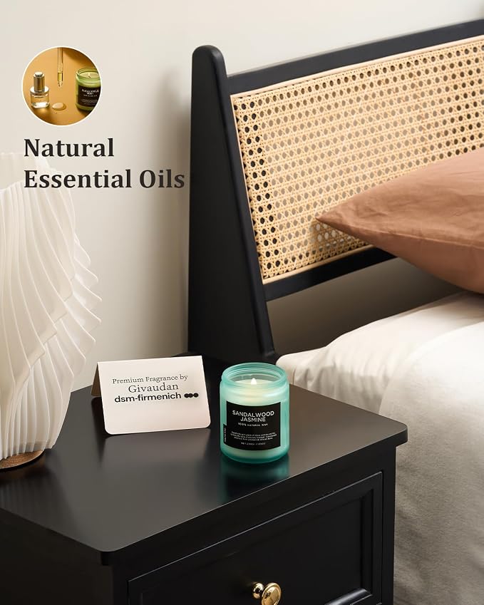 M&SENSE Sandalwood Jasmine Scented Candles for Home, 7.05oz Organic Soy Wax, 50 Hours Natural Candles Non Toxic, Spring Floral Smelling Home Fragrance for Women, Aromatherapy Gifts for Stress Relief