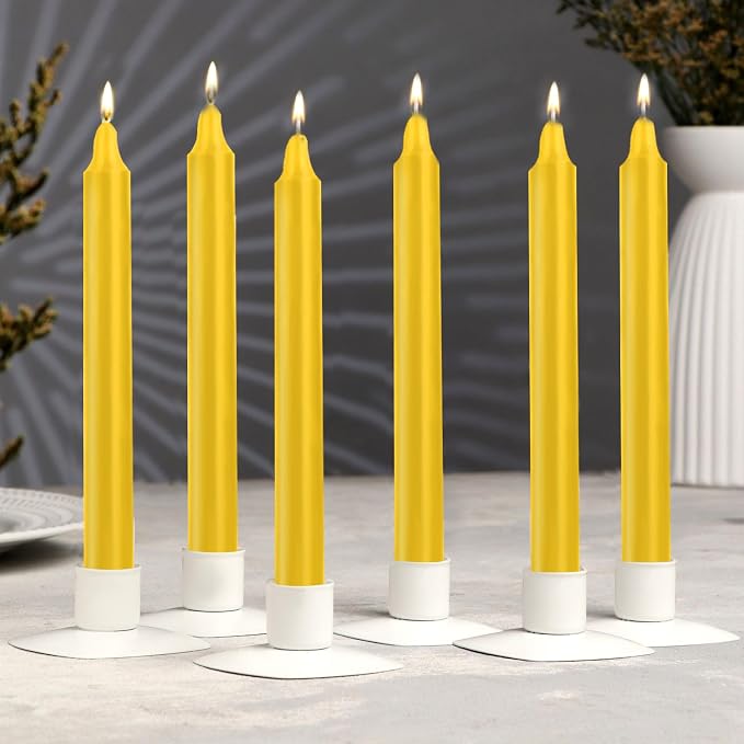 24 Pack Golden Spell Chime Candles – Premium Mini Unscented Taper Candles for Rituals, Prayer, Meditation, Altar, Spells – 4" Tall – Ideal for Witches & Spiritual Practices