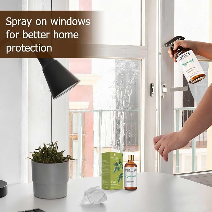 Peppermint Essential Oil Spray 5.07 FL OZ - 2-in-1 Spray Bottle & Dropper - Perfect for Outdoor Garden, Cooling Room Mist, Daily Freshener & Diffuser Oil - Drive Buzzing Beasties