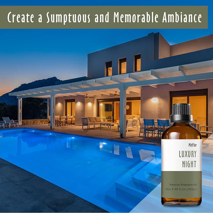 Luxury Night Fragrance Oil, MitFlor Hotel Diffuser Scent Essential Oils, 3.38 OZ/100ML, Inspired by Marriott Hotel, Large Size Premium Fragrance Oil for Soap & Candle Making