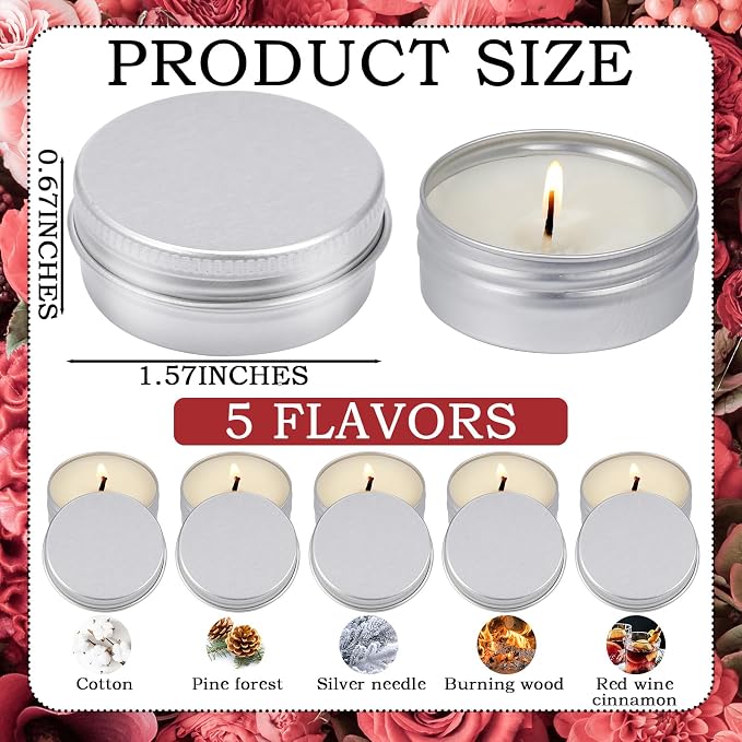 MTLEE 50 Pcs Wedding Scented Candles Gift Travel Tin Candle Aromatherapy Candle for Christmas Winter Baby Shower Favors Wedding Gifts