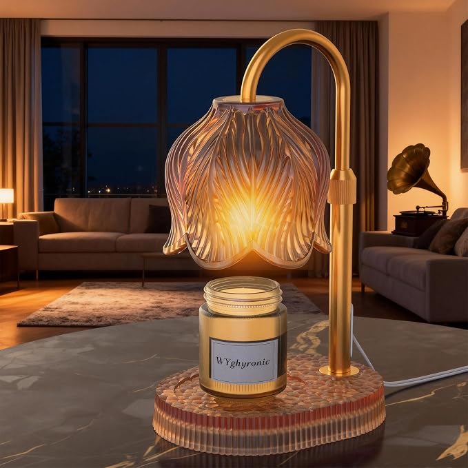 Candle Warmer Lamp with Adjustable Height - Flameless 4-Level Dimmable Wax Warmer, Timer Function & Stylish Design in Multiple Colors (Brown)