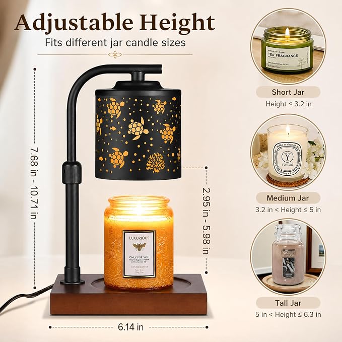 Candle Warmer Lamp with Adjustable Height Dimmable for New Home Decor Electric Candle Warmer for Jar Candles Birthday Gifts for Women Mom(Sea Turtle)