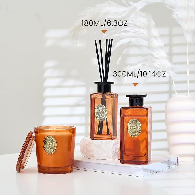 M&SENSE 10.14 oz Large Reed Diffuser Set | Orange Goji Scent Oil Diffuser with Sticks |Hotel Collection Non-Toxic Essential Oil |for Bedroom Bathroom Living Room