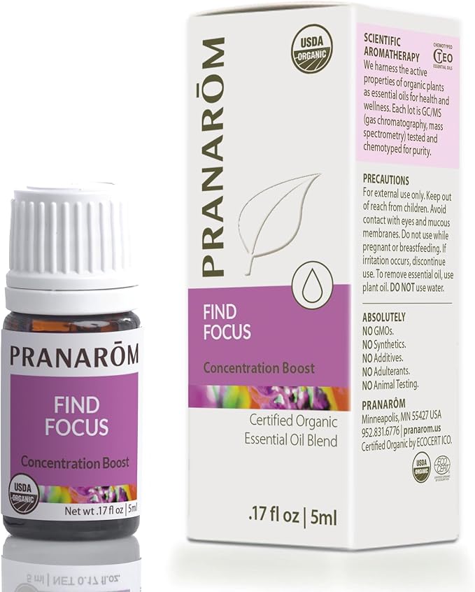Pranarom - Find Focus Wellness Blend 5ml - Aromatherapy - Natural Focus - Certified Organic, Invigorating Citrus Aroma, Cruelty-Free, Easy Diffusion