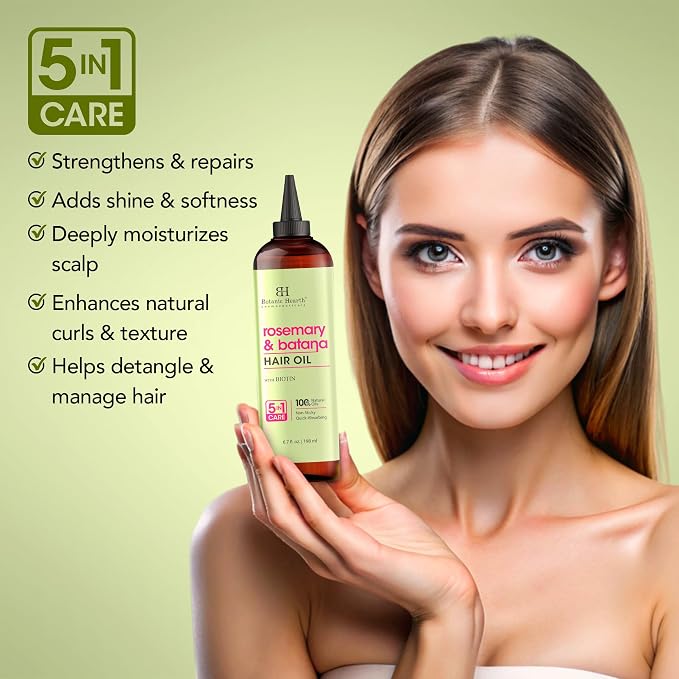 Botanic Hearth 100% Pure Rosemary Batana Oil For Hair Growth & Hair Treatment Oils 6.7 Fl Oz, 2Pack|Infused with coconut Oil|Hair Oil Repairs Dry Damaged Hair, Strengthening, Healthier|All Hair Types