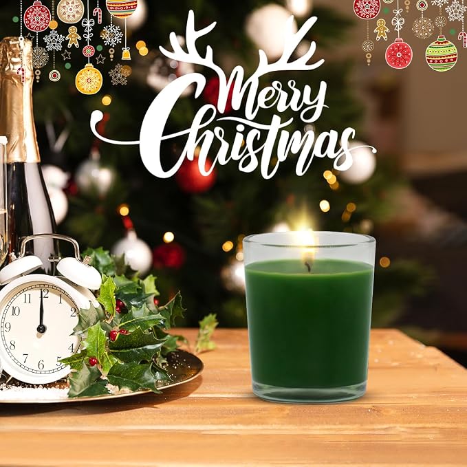 4 Packs Unscented Green Votive Candles in Glass, 2 Inch Natural Soy Wax Scentless Candles for St. Patrick's Day Wedding Party Home Holidays Relaxation Spa, 12-15 Hour Burning Time