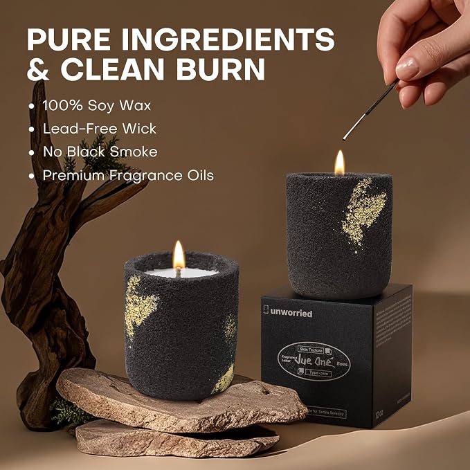 Scented Candles for Home, Soy Wax Candle, Non-Toxic Cement Jar Candles, Stress Relief, Housewarming Gifts, Highly Scented,Home Décor, Black Pepper and Sandalwood