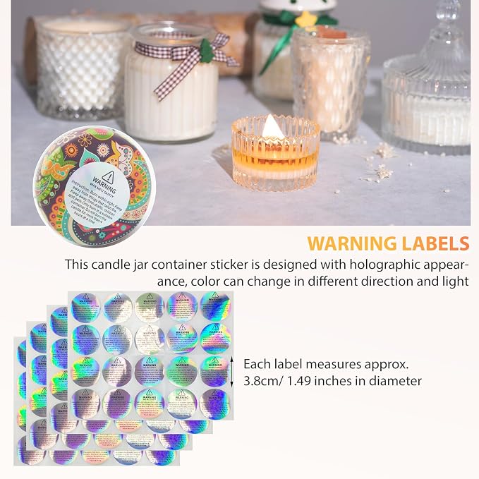100 Pcs Cherry Wood Candle Wicks - Long-Lasting Flame, Stand & Glue Dot, DIY Candle Making Kit (Warning Label Included)