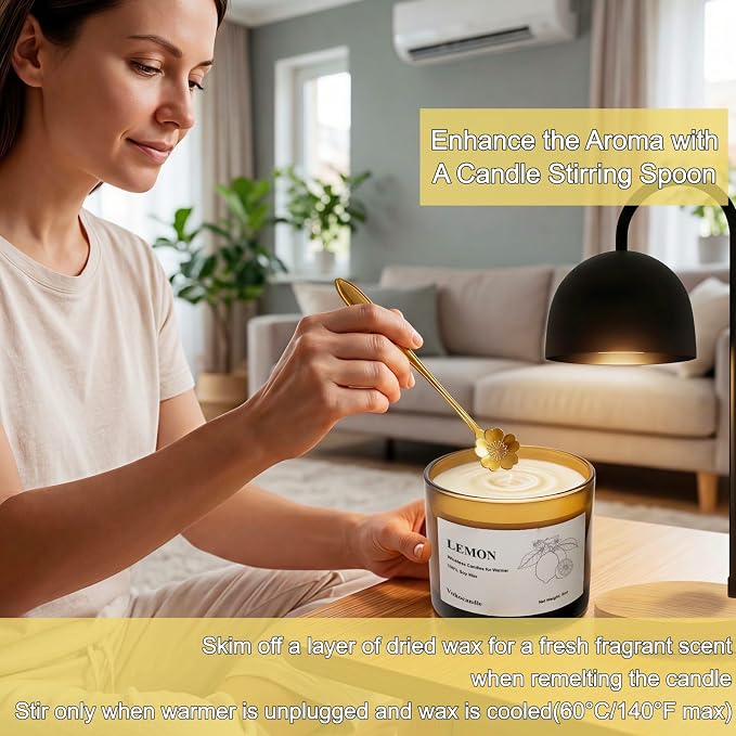 VOHO Lemon Wickless Candles for Candle Warmer Lamp, 9oz Soy Candle with Stirring Spoon & Lid, Wickless Lemon Aroma Ideal for Candle Lamp, Candles Gifts for Housewarming, Birthday, Summer Home Decor