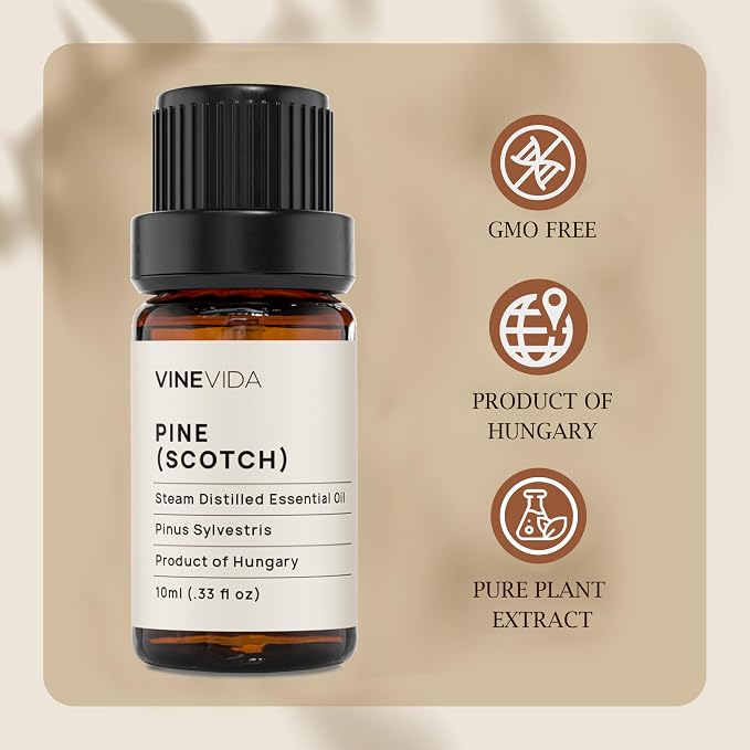VINEVIDA Pine Scotch Essential Oil - Undiluted - DIY Candle Scents - 10 mL for Soap Making - Safe for Skin