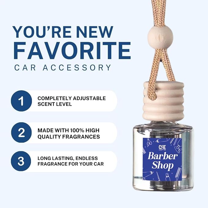 C&E Craft Co Hanging Car Air Freshener Diffuser 2 Pack, Long Lasting Fragrance Oil Car Freshener, Glass Bottle Auto Air Freshener, Made in USA (Tuscan Leather & Midnight Ice)