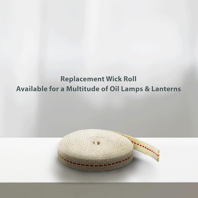 Light of Mine - 3/8" Inch 6' Foot, 100% Cotton Flat Wick - 4 Pack, for Paraffin Oil, Kerosene Based Lanterns, and Oil Lamps with Genuine Red Stitch (3/8" - 6' Roll, 4 Pack)