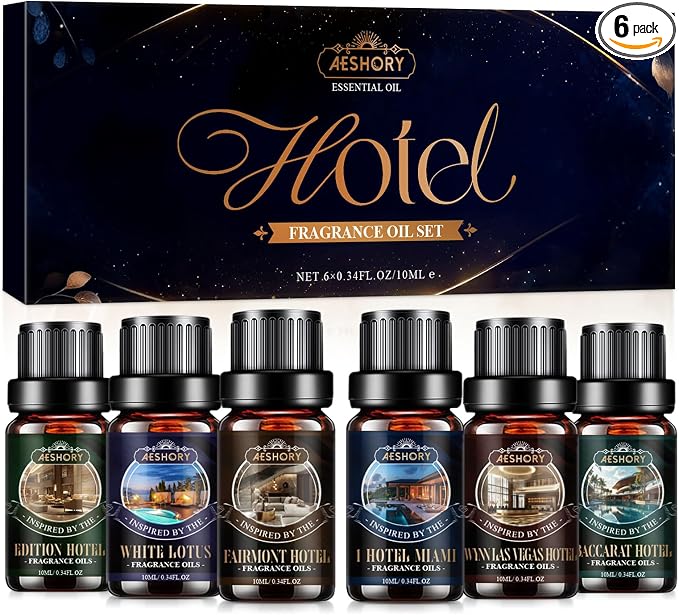 Hotel Diffuser Oils Gift Set,6x10M Luxury Essential Oil for Diffuser, Fragrance Oil Blend Hotel Scent for Soap & Candle Making