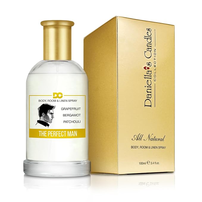 Daniella's Candles Body Room and Linen Spray, Natural Body Mist & Room Spray - The Perfect Man - 100ml/3.4oz