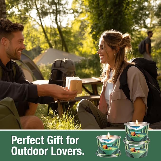Citronella Candle for Outdoor 3 Pack, 2.2oz Citronella Scented Candles for Outdoor Camping, Natural Soy Wax with Essential Oils, Portable Tin for Patio Backyard Hiking