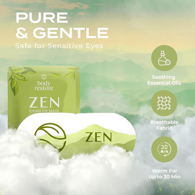 Body Restore Heated Eye Mask for Dry Eyes 5 Pack – Fathers Day Gift for Dad, Self Heating Warm Compress, Birthday Gifts for Women and Men, Relaxation – Green Tea