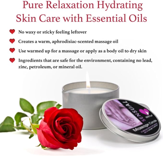 LOVE PLAY Massage Oil Candle for Home SPA - Vegan Moisturizing Body Oil Candle for Pure Relaxation - Hydrating Skin Care Massage Oils with Essential Oils (6.76oz)