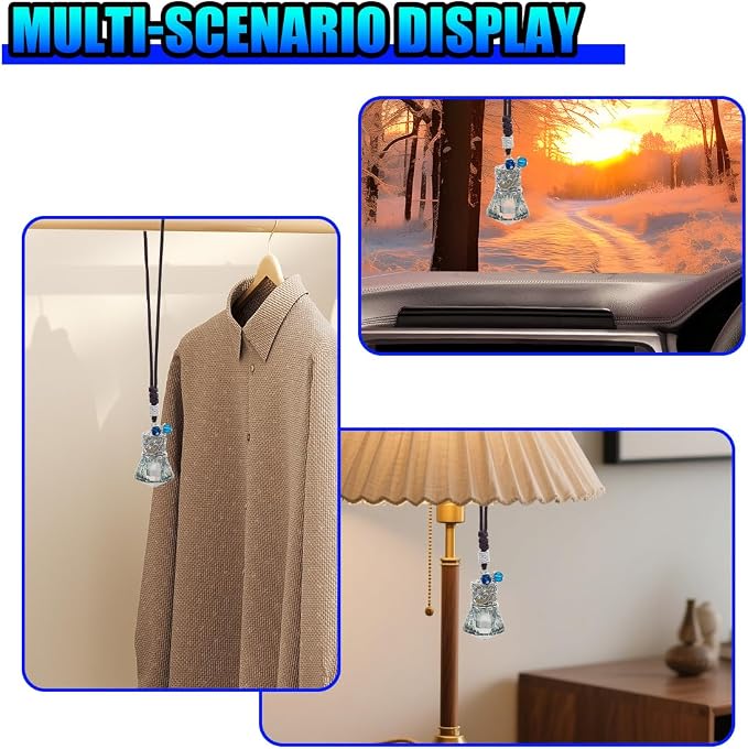 Hanging Car Essential Oil Diffuser Bottle, Crystal Diamond Car Rear View Mirror Charm, 8 ml Empty Glass Bottle Pendant, Elegant Auto Interior Decoration Accessories (Diamand)