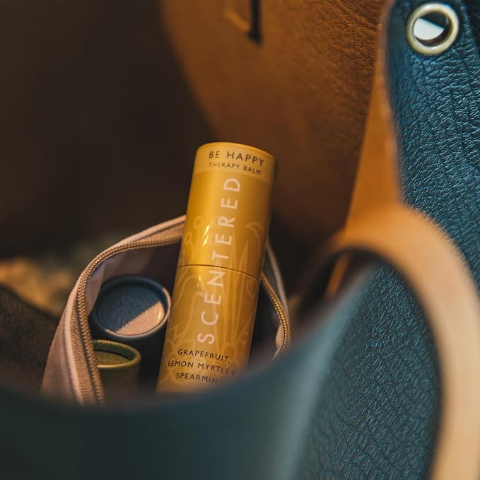 Scentered Aromatherapy Balm Sticks for Stress Relief & Positivity - Roll On Essential Oil Blends of Grapefruit, Lemon, Chamomile - Aromatherapy Gifts for Women - De-Stress & Happy