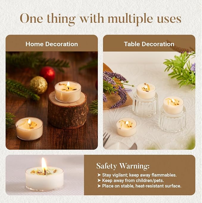 Ashlux Acrylic Lavender Soy Wax Scented Tea Lights, 8-Pack Bulk – 4-Hour Long Burning, Non-Paraffin, Smokeless,Tealight Candles for Weddings, Table Centerpieces, Home Decor & Christmas