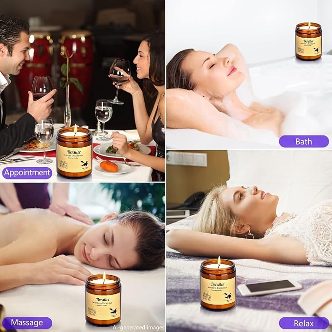 Aromatherapy Candles, 2 Pack Lavender Eucalyptus Scented Candles Stress Relief and Relax for Home & Bedroom Gift for Women Birthday Christmas, Soy Wax Candles