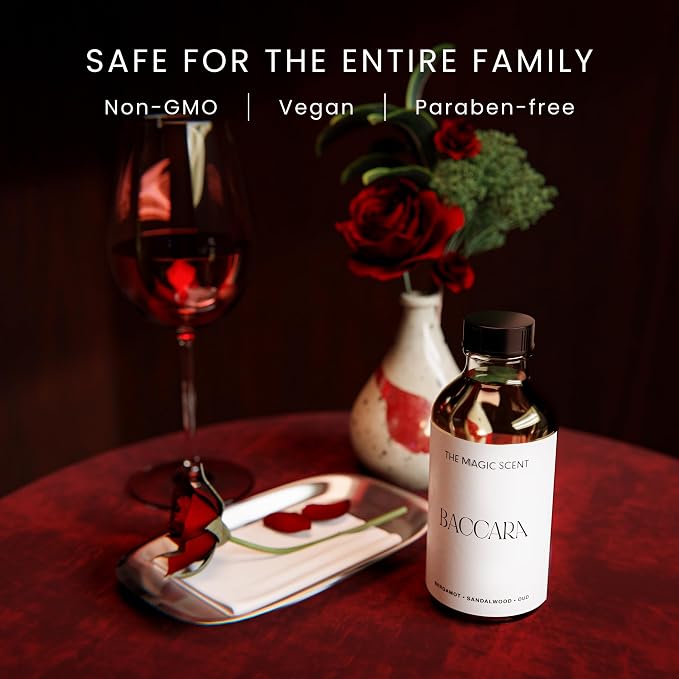 The Magic Scent Baccara Diffuser Oil - Hotel & Home Luxury Scents Inspired by Baccarat Rouge - Diffuser Oil Scents for Home Designed for Use in All Diffusers - 4 fl oz, 120 mL