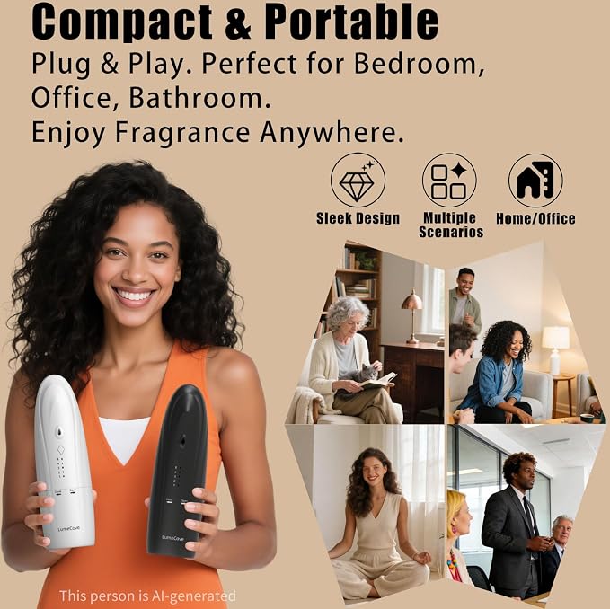 Waterless Smart Oil Diffuser - Bluetooth App Control, Home Scent Diffuser for Office & Large Room, Quiet Aromatherapy Essential Oil Diffuser 5.63oz Oils Gift Set (Ships Separately)
