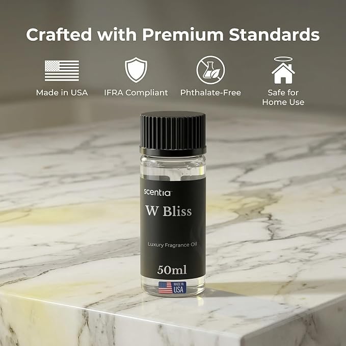 Scentia W Bliss (W Magic) Hotel Scent Diffuser Oil – Luxury Fragrance Inspired by W Hotel – 50 mL – Bergamot, Lemongrass & Jasmine Essential Oil Blend for Home, Office & Aromatherapy Diffusers